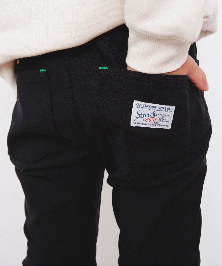 日本 BREEZE - 內刷毛輕量彈力合身長褲-素色-丹寧藍