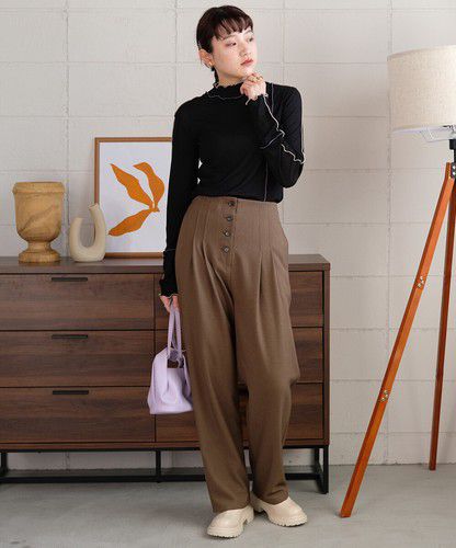 日本 Bou Jeloud - 木耳滾邊長袖上衣-淺灰