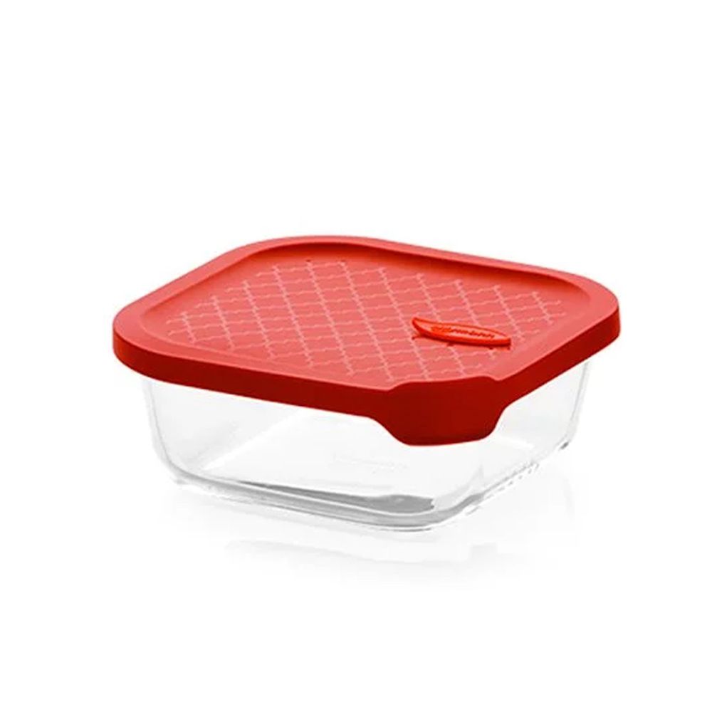 韓國 sillymann - 100%鉑金矽膠微波烤箱輕量玻璃保鮮盒(正方型750ml)-紅