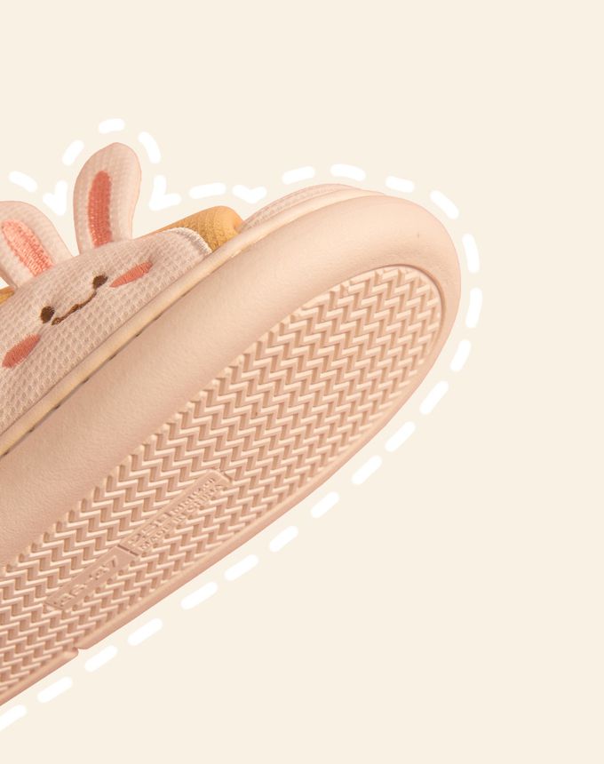 厚底海綿感亞麻室內拖鞋-熊熊-藍色