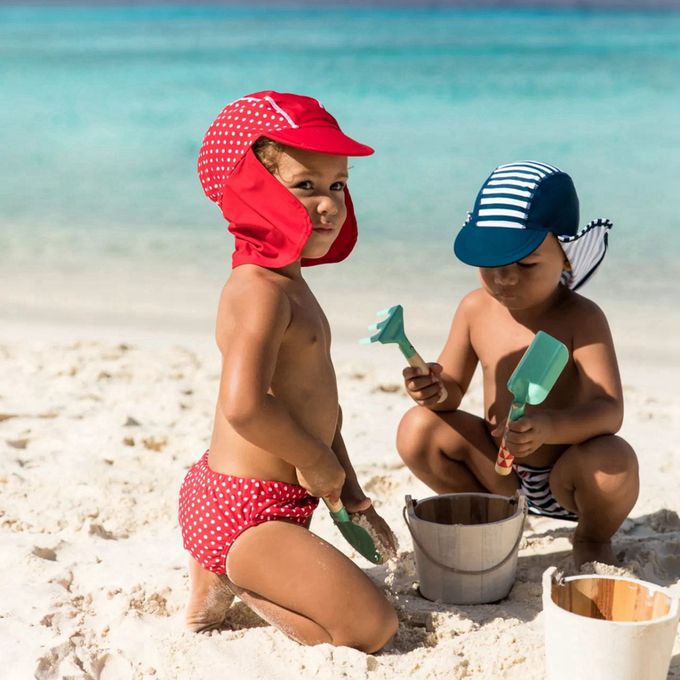 德國Playshoes - 抗UV防曬水陸兩用遮頸帽-復古波點