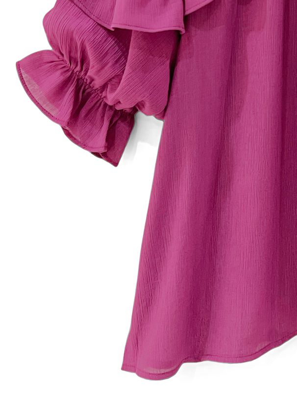 日本 GRL - 浪漫公主荷葉滾邊上衣-優雅黑 (F)