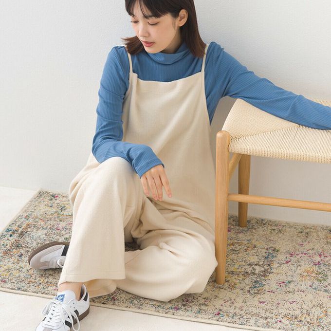 日本 OMNES - 溫柔百搭毛氈感細肩帶2件式套裝-黑