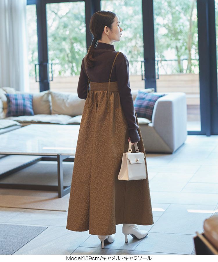 日本 Kobe Lettuce - 甜美泡泡布收腰背心裙(領型可選)-可可棕