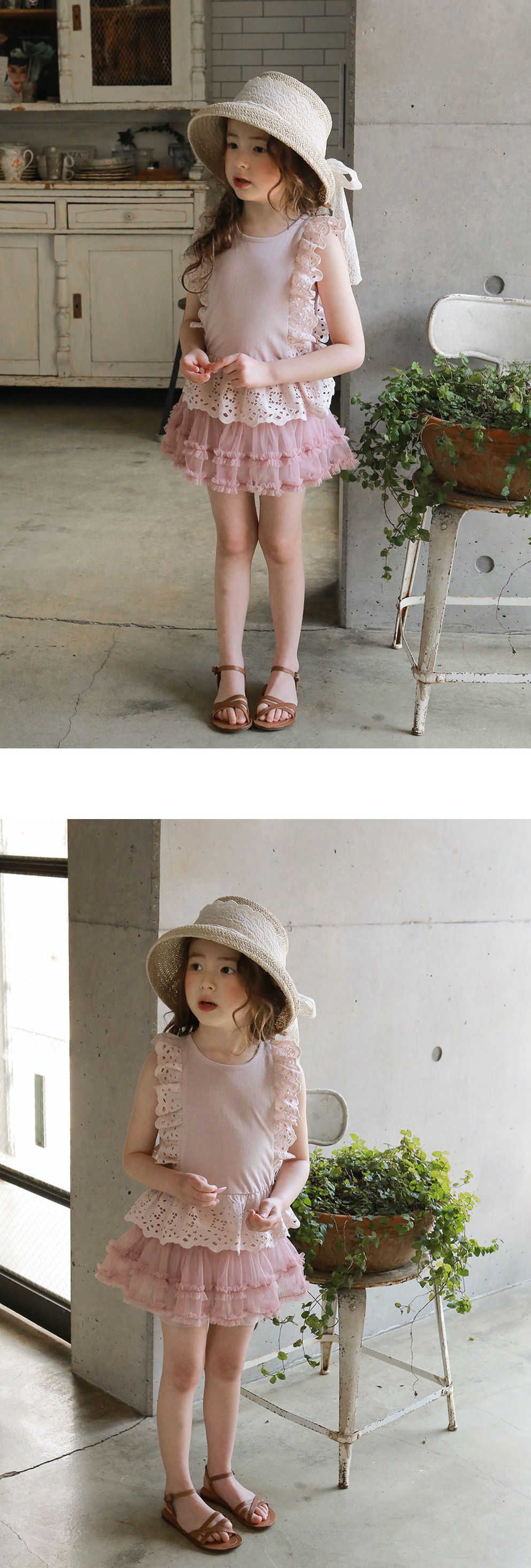 韓國 PuellaFLO - 細網紗蛋糕褲裙-粉紅