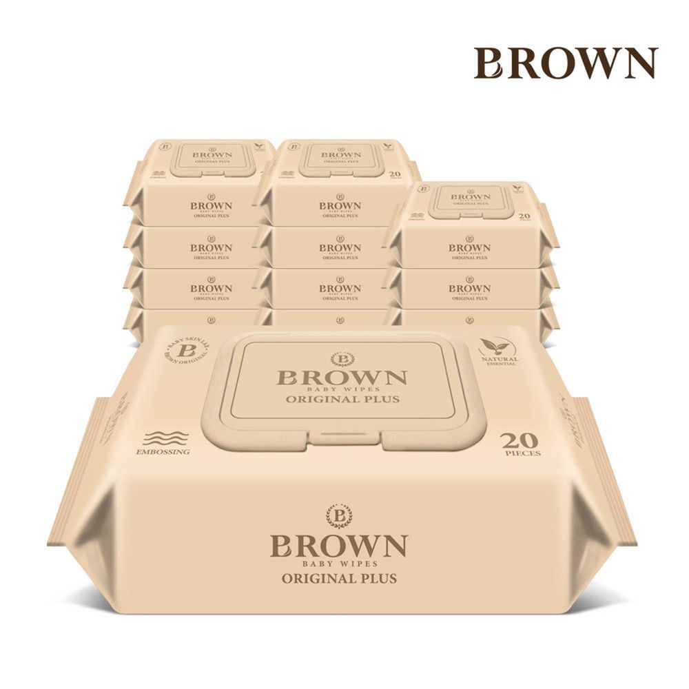 韓國BROWN - ORIGINAL PLUS濕紙巾-洋甘菊20抽(含蓋)*12包