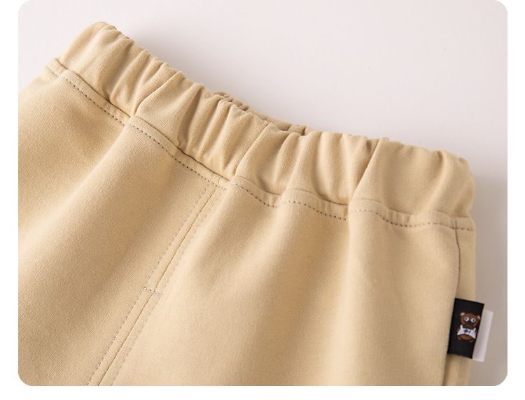 純棉腰鬆緊短褲-條紋款-黑