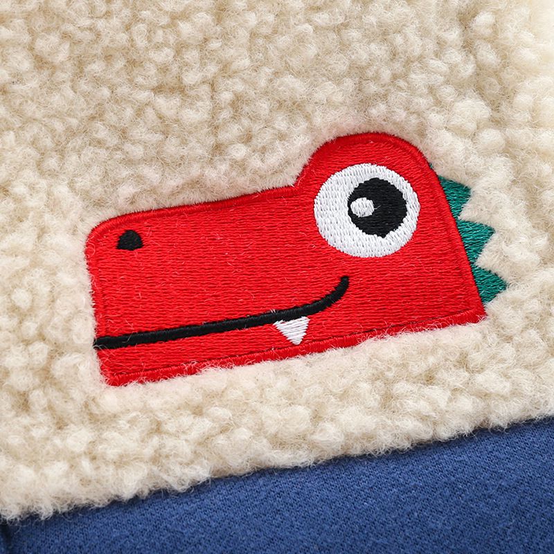 羊羔絨兒童保暖背心-鱷魚-綠色