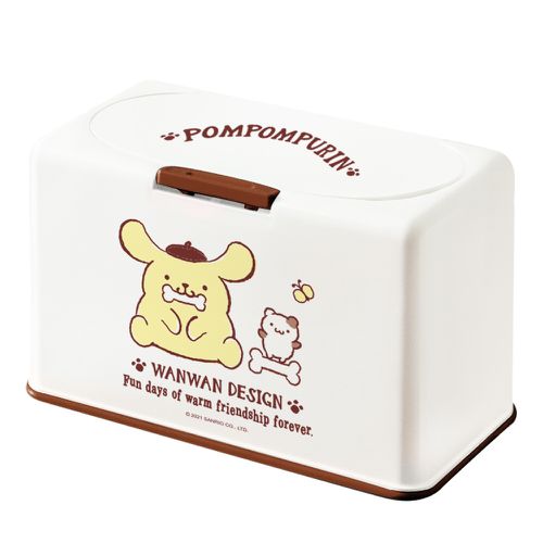 三麗鷗Sanrio【布丁狗】50入口罩收納盒 衛生紙盒 濕紙巾盒 塑膠收納 內建彈簧自動向上