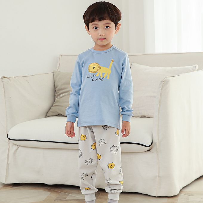 正韓 Cogibu - 極舒適無螢光劑 100% 有機棉(雙面)幼兒/兒童長袖睡衣/家居服套裝組-小獅王