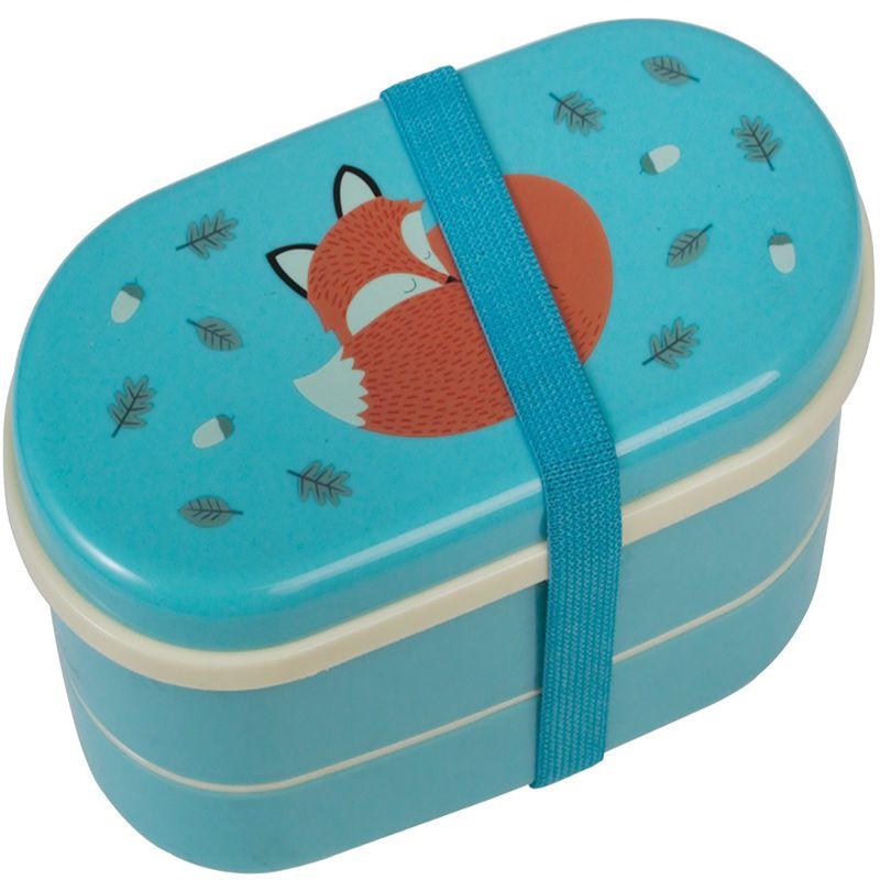 英國 Rex London - 圓形三層午餐盒/便當盒/野餐盒(附2入餐具)-溫柔狐狸