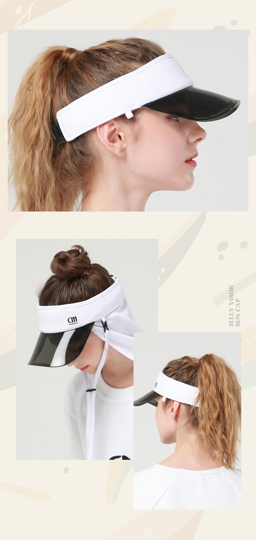 韓國 CHAMELEON - UPF50+防曬板鴨舌帽(含遮脖巾)-白