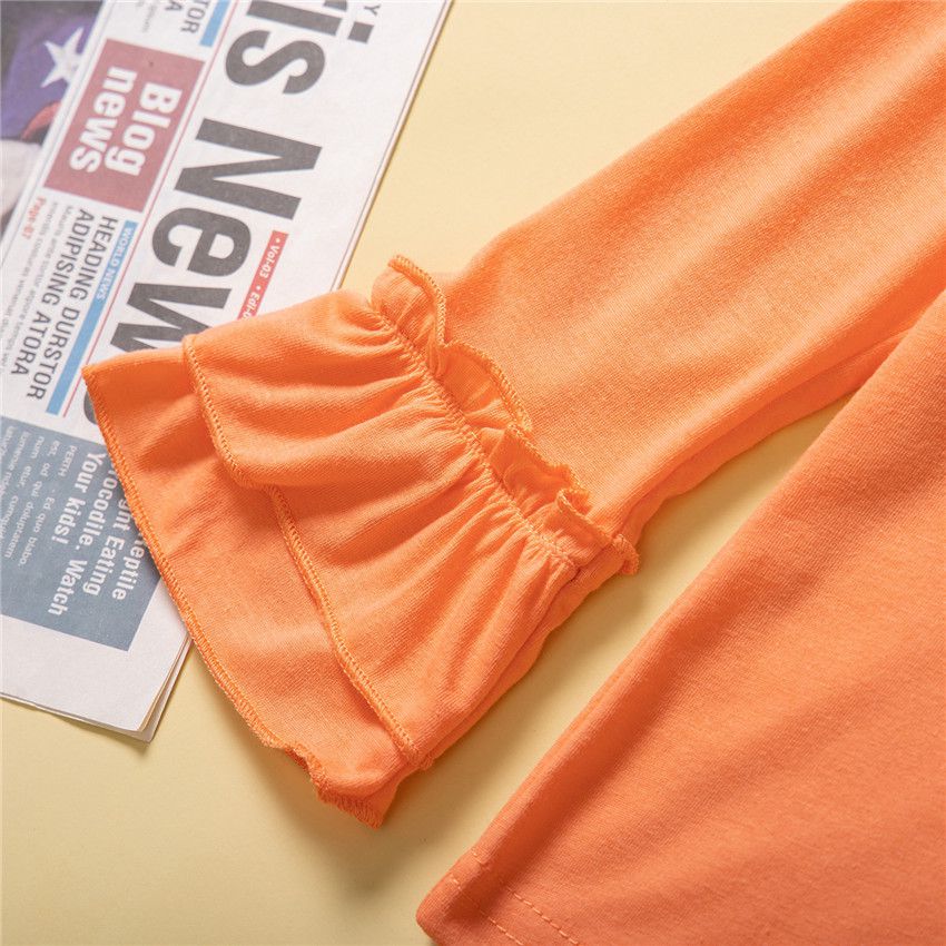 造型女寶長袖套裝-英文字母-橘色-萬聖節裝扮