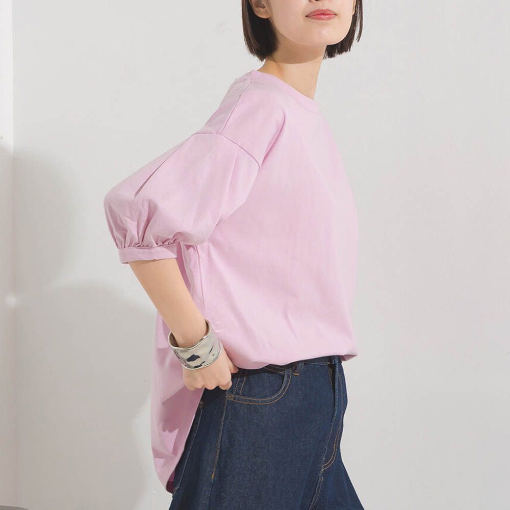 超強防潑水機能泡泡五分袖上衣-粉紅