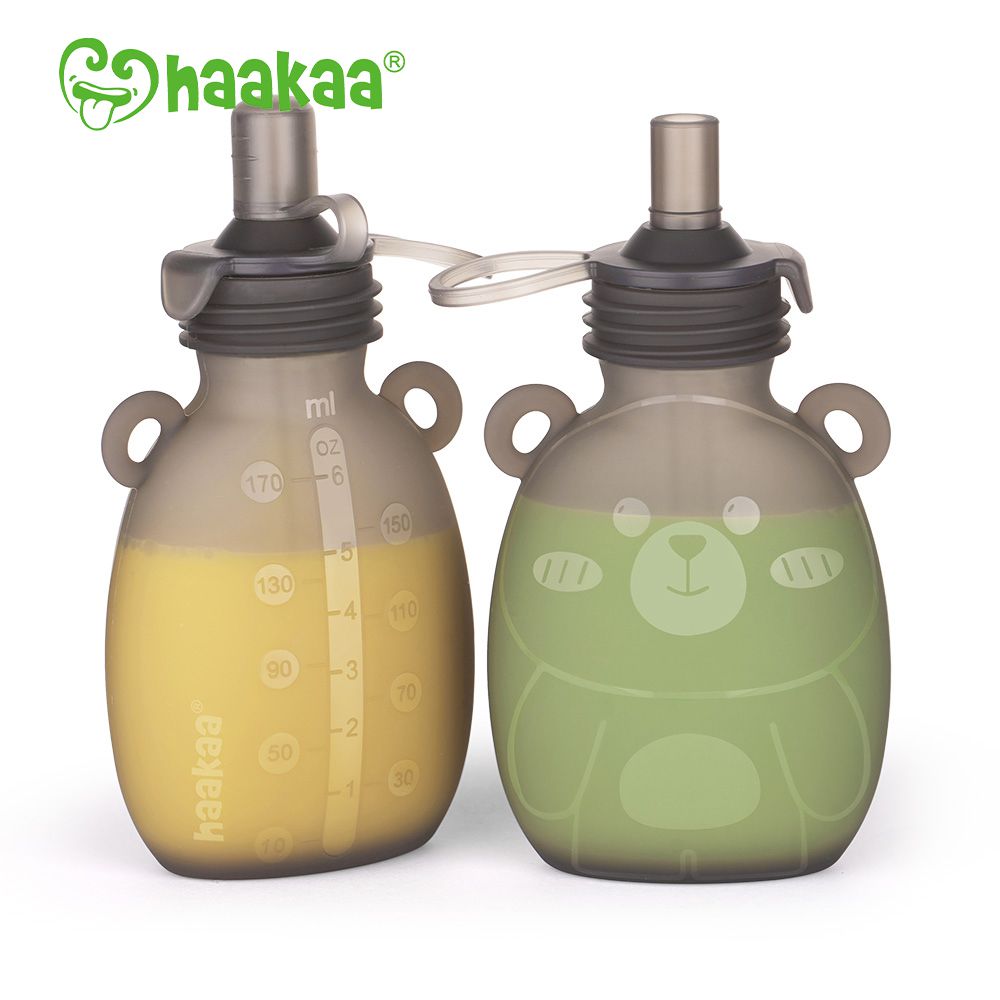 紐西蘭 HaaKaa - 矽膠小熊飲水袋(可裝飲料/果泥/嬰兒食品)-2入x170ml