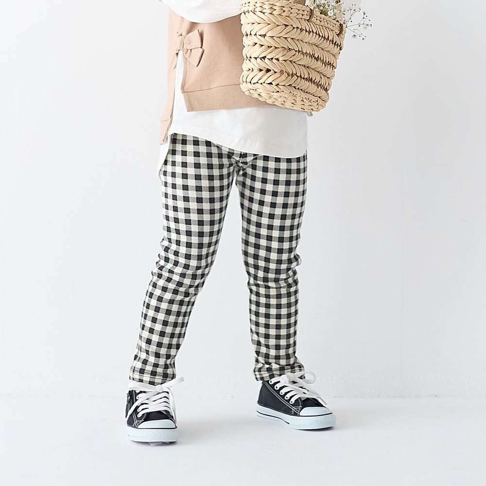 GITA 包色必收彈性好動長褲-格紋-黑白