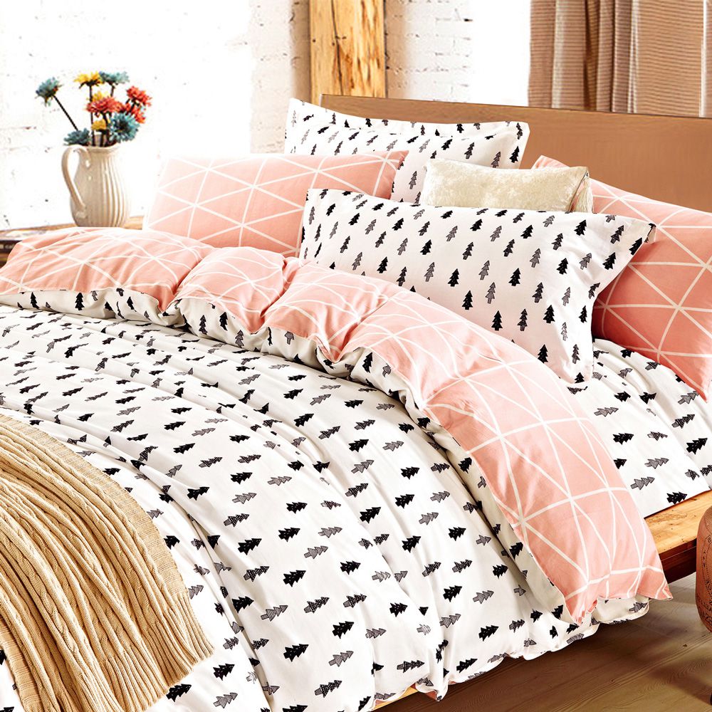 台灣製 極致純棉寢具組-森林氣息-加大四件式床包被套組