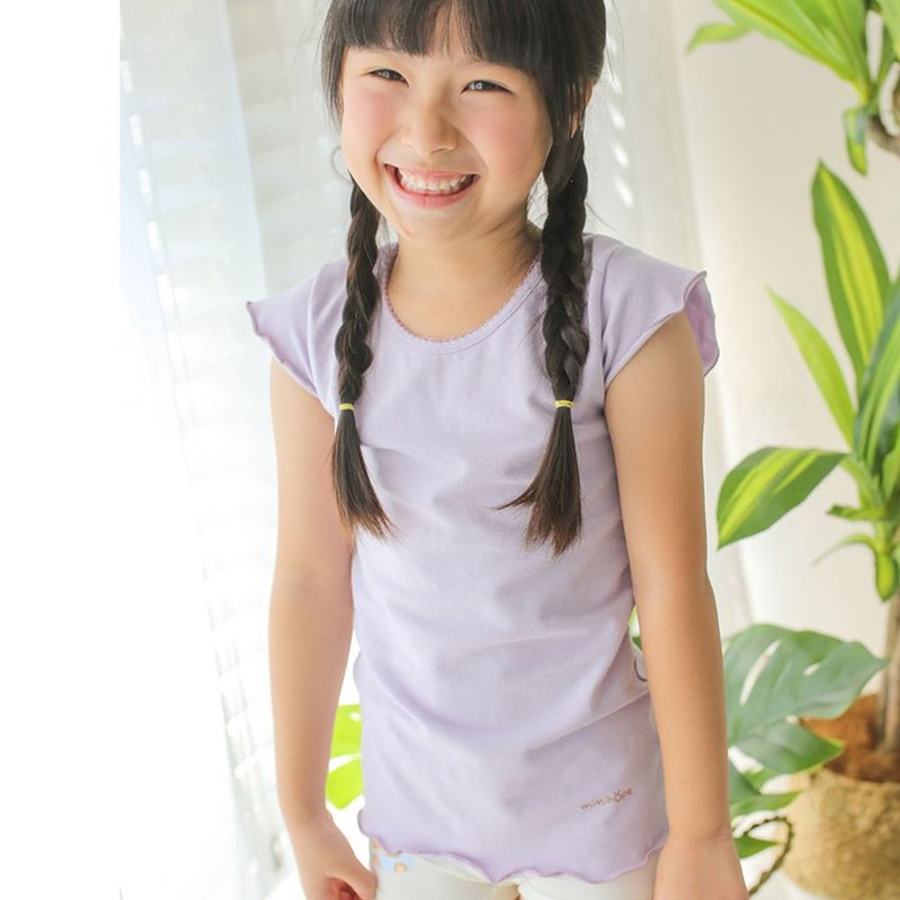 minihope美好的親子生活 - 舒適女童短袖上衣-粉紫