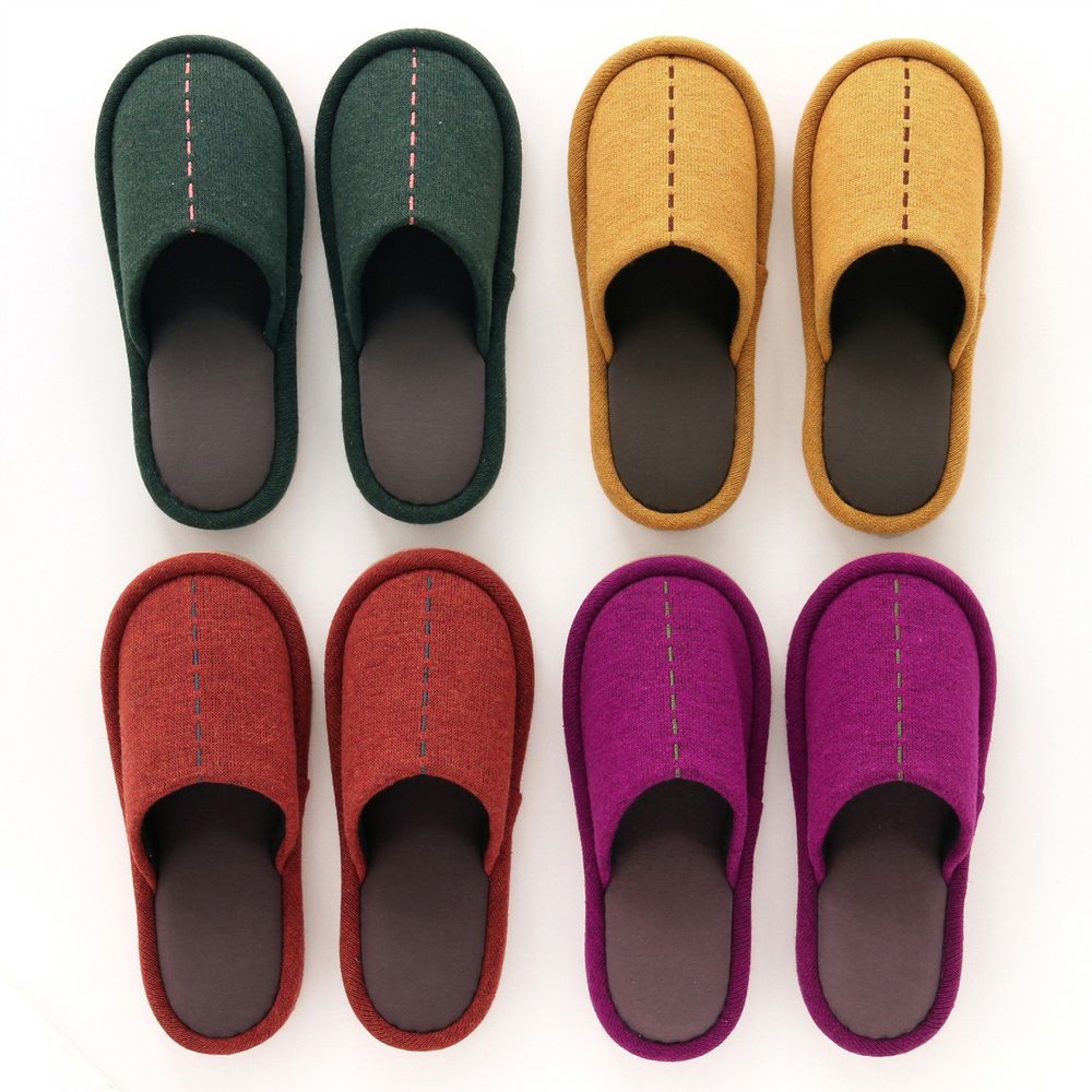 日本千趣會 - 北歐風簡約質感針織室內拖鞋四雙組-黃橘綠色系 (22-25cm)