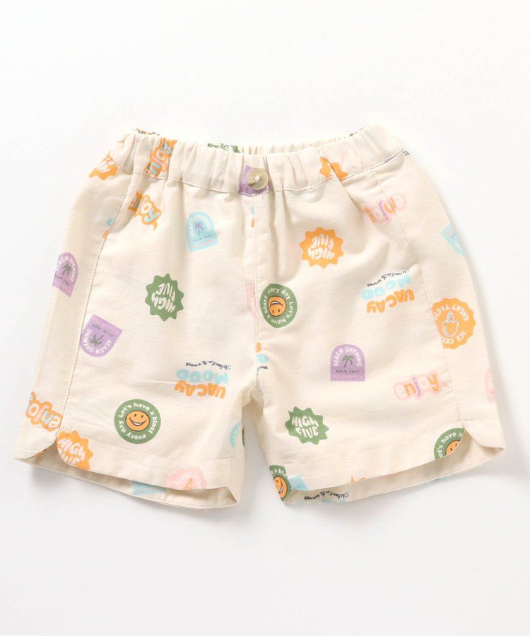 日本 apres les cours - 滿版印花夏天短褲(4分丈)-小花-水藍