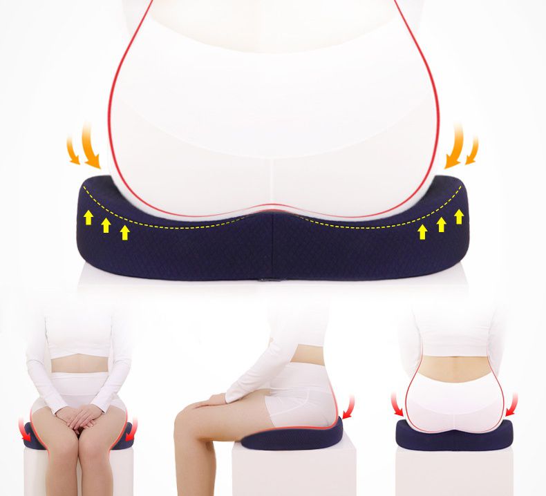 透氣記憶棉靠墊+美臀坐墊-灰色