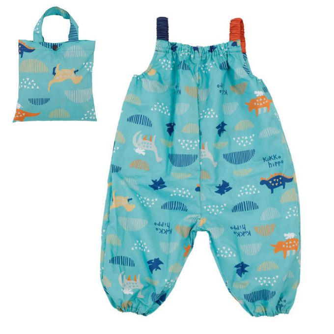 日本 kukka hippo - 兒童童遊戲服/玩沙衣(附收納袋)-恐龍世界 (90cm)