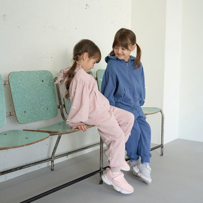 日本 Lycee mine - 蝴蝶結側邊少女休閒長褲-青藍