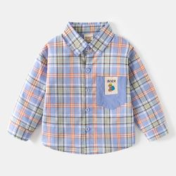 WELLKIDS - 純棉休閒長袖襯衫-書包小熊-藍格