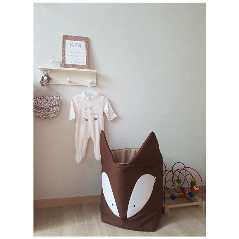 正韓Hello HiZoo - 純手工製動物造型多功能收納籃 (摺疊收納箱/收納桶/置物籃/收納箱)-狐狸