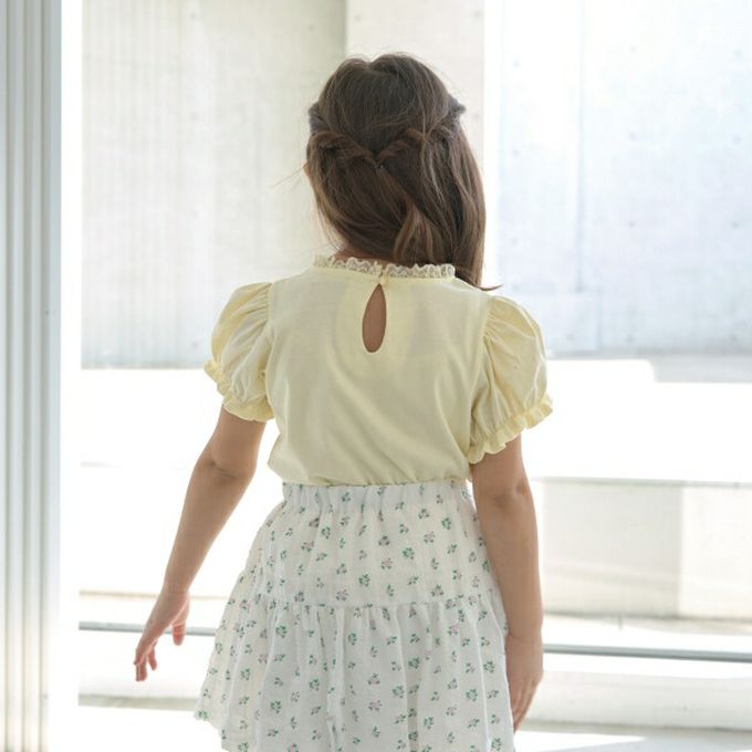 日本 Lycee mine - 蕾絲領泡泡袖公主角色上衣-卡通人物貝兒-薰衣草