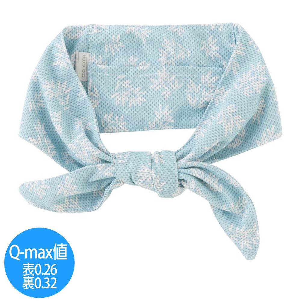 日本小泉 - UV cut 90% 接觸冷感 水涼感領巾(附保冷劑)-清新樹葉-天藍 (8.5x88cm)