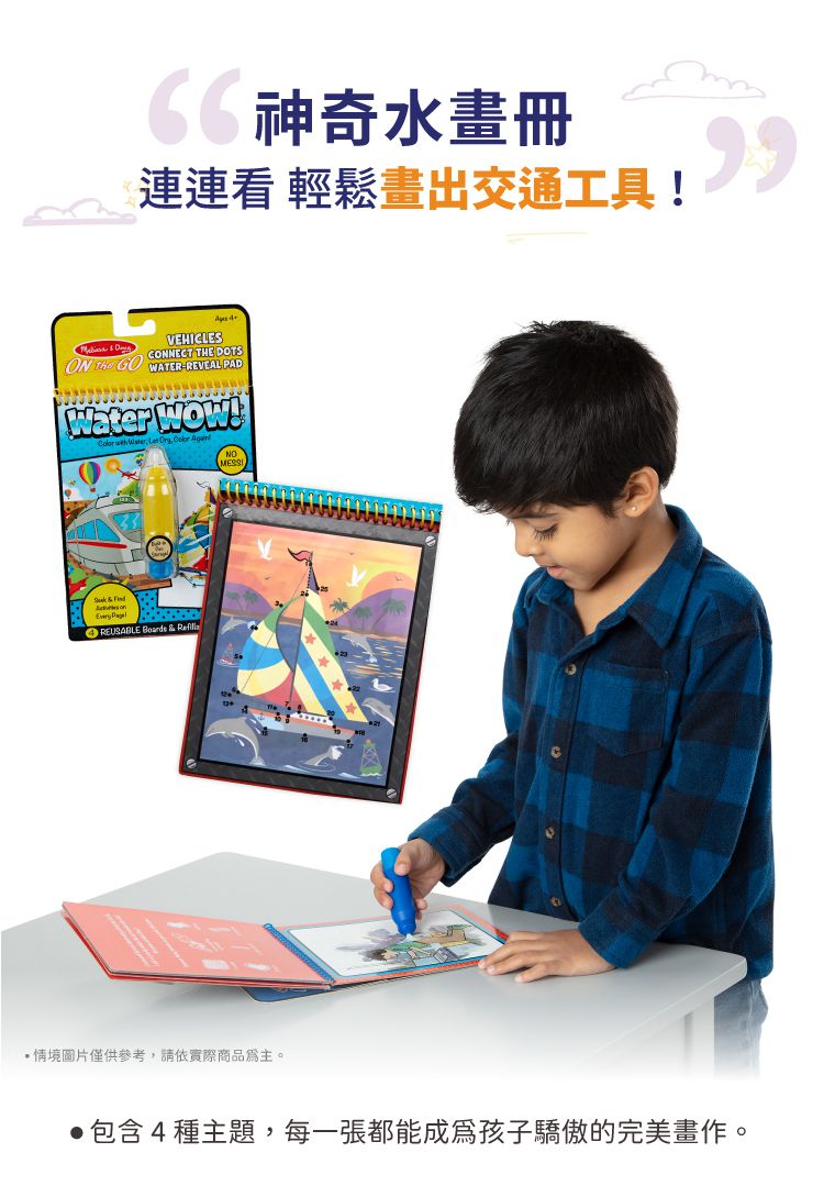 美國瑪莉莎 Melissa & Doug - MD 旅遊樂-水畫冊,交通工具點點連線