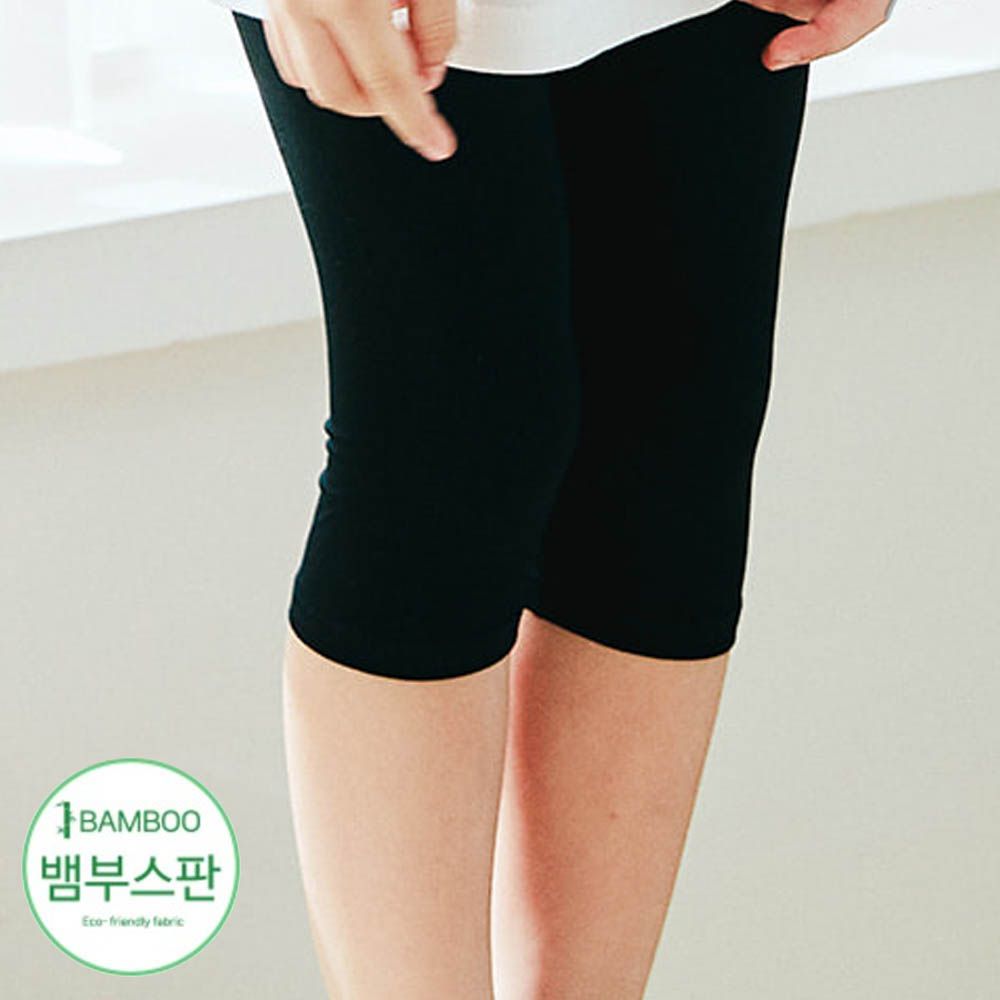 柔膚透氣竹纖維彈力七分褲-黑