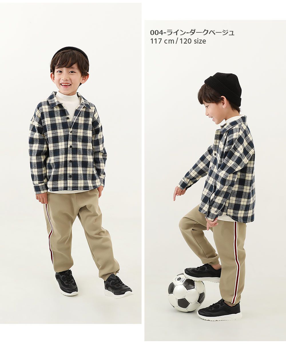 日本 devirock - 防汙加工 縮口休閒運動長褲-黑x綠直條