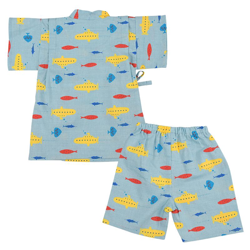 akachan honpo - 兩件式甚平-潛水艇-淺藍色