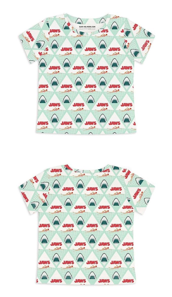 英國 SLEEP NO MORE - 100% 有機棉兒童短袖上衣-大白鯊JWAS/海底大白鯊