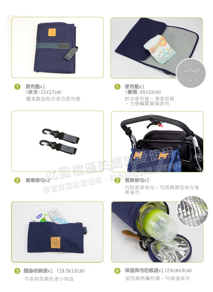 德國 Lassig - 英倫率性旅行後背媽媽包/親子包-大+小-迷霧灰-含尿布墊+推車掛勾+保溫瓶收納包+小收納包