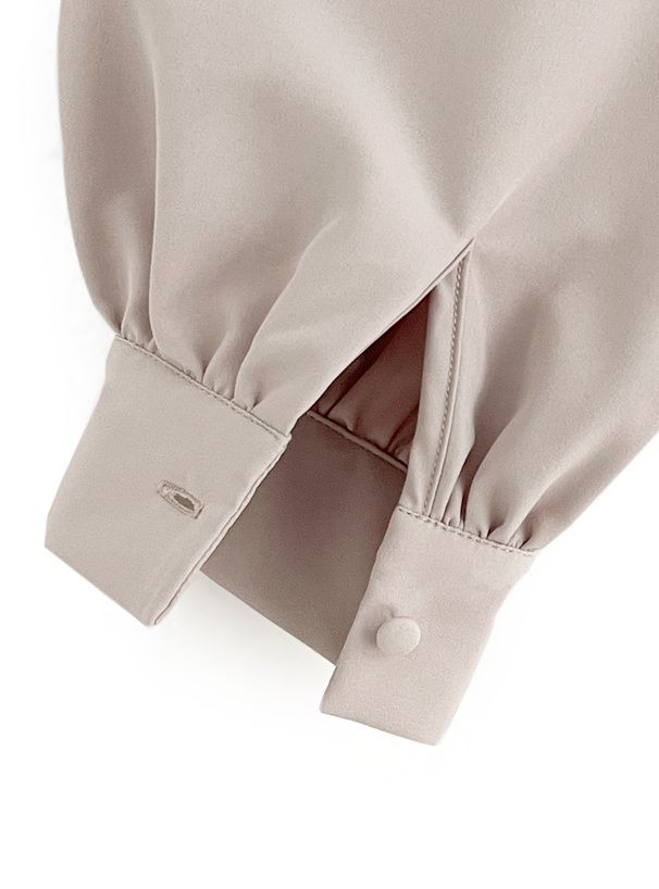 日本 GRL - 優雅層次翻領長袖襯衫-米白 (F)