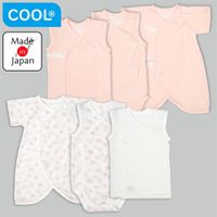 akachan honpo - 新生兒內衣6件組-無袖網眼 兔子-粉紅色 (50~60cm)