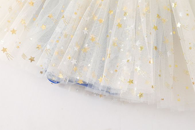 短袖造型公主裙/芭蕾舞裙-卡通人物-白雪公主-藍+奶油黃