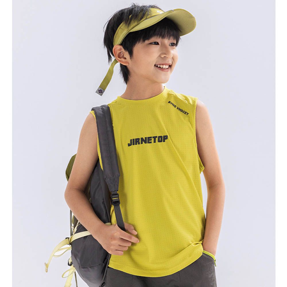 涼感吸濕快乾運動背心-字母印花-黃綠