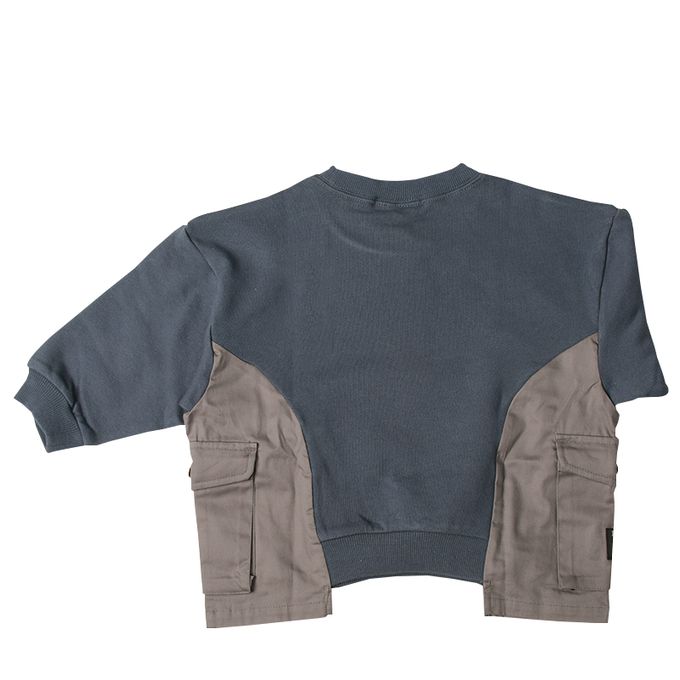 akachan honpo - 平織拼接休閒上衣-深藍色