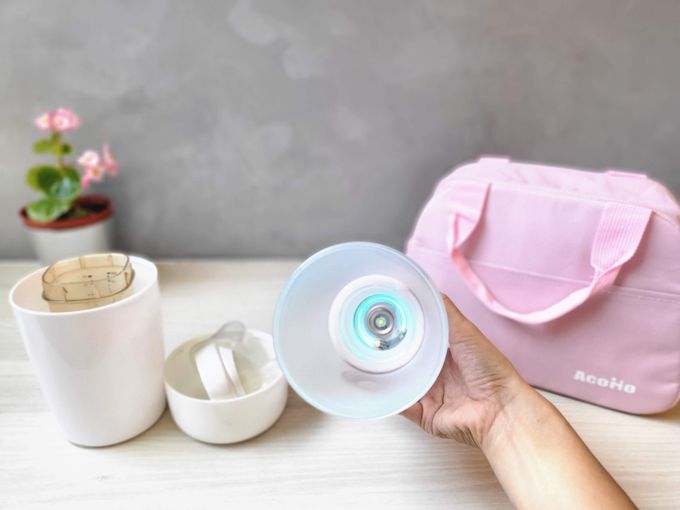 AcoMo - 粉旅3件組-PS3旅行組 PS III 90秒可攜式奶瓶奶嘴消毒器 -粉-(90秒殺菌器+750ML環保水杯+媽媽包)-粉 (3件組)-850g