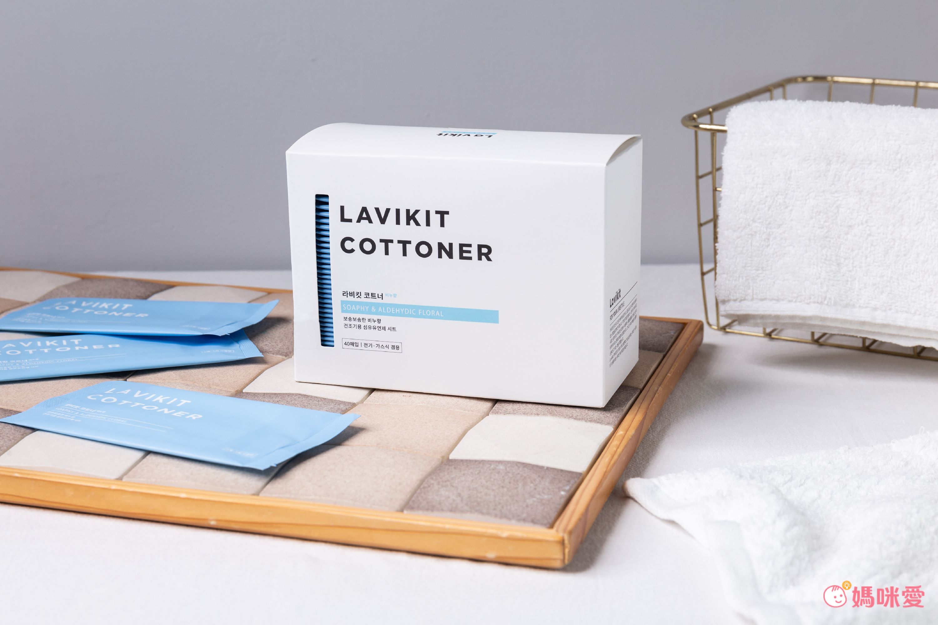 韓國 La vikit - (烘衣專用)防靜電衣物管理芳香紙巾-清新皂香-1盒(40片)