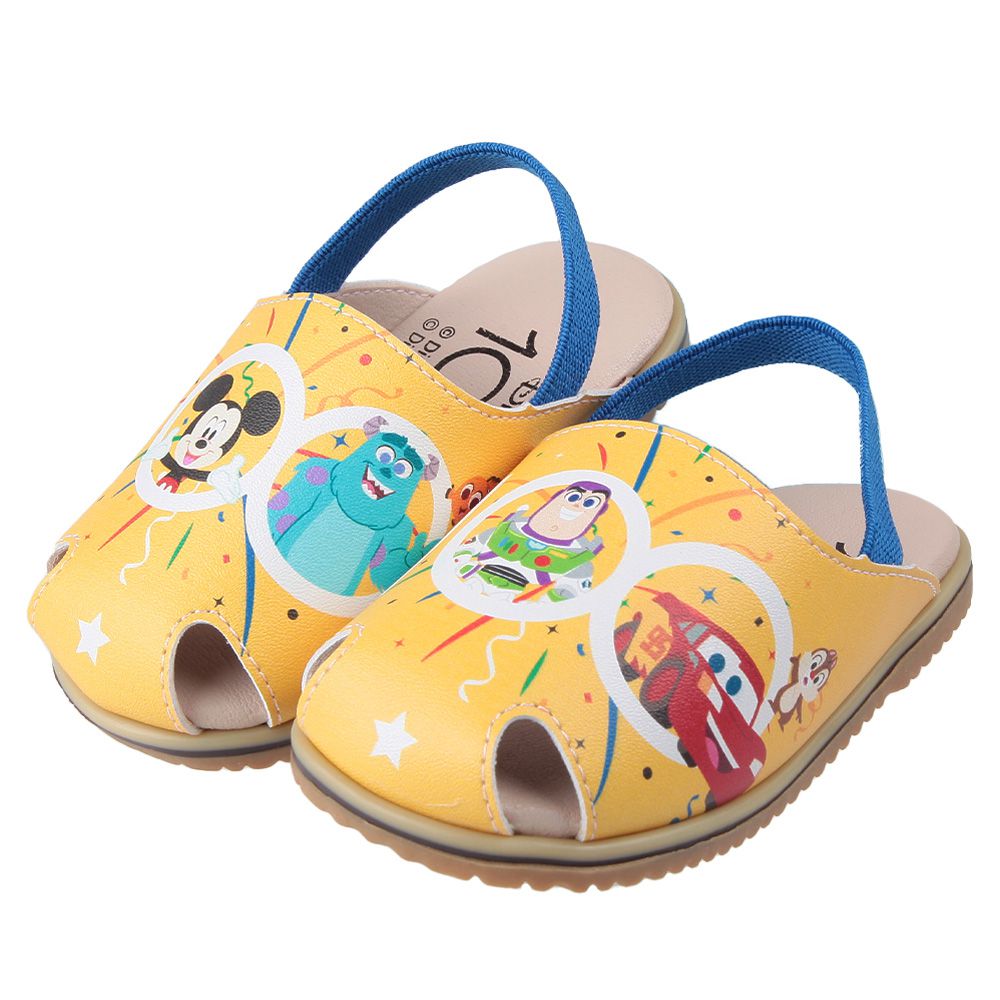 迪士尼Disney - 100週年紀念黃色護趾鬆緊帶寶寶拖鞋