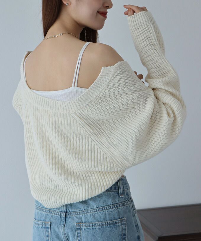 日本 BLUE EAST - 率性羅紋短版針織外套-白