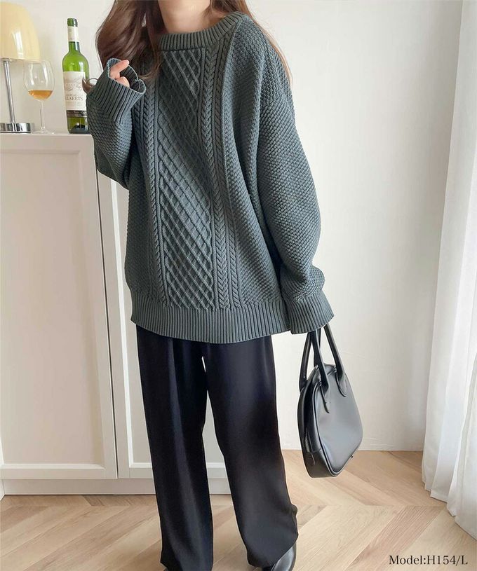 日本 Classical Elf - 前後2WAY麻花紋針織外套/上衣-深可可