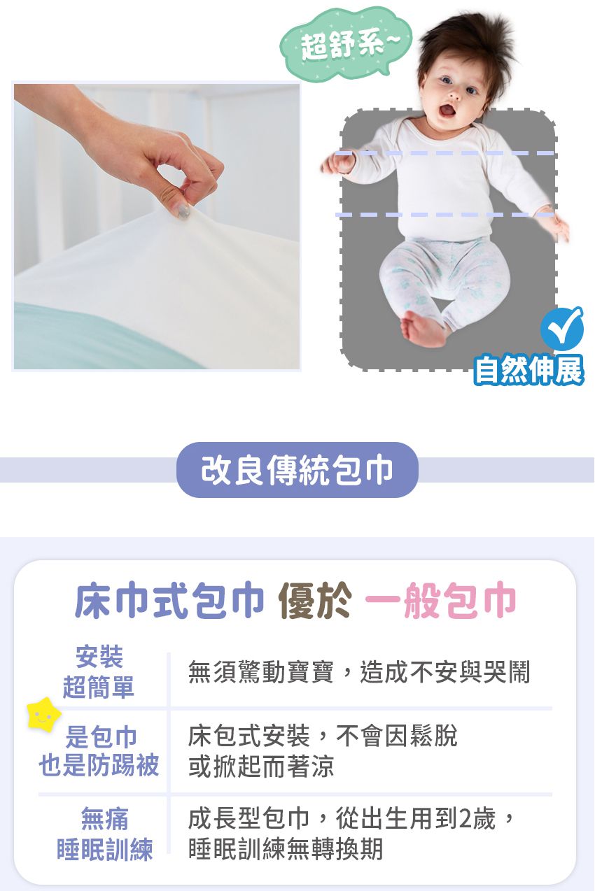 NUNKI SHEET - 成長安撫床巾-床巾式包巾-馬卡龍綠 (L)-適合140X70嬰兒床