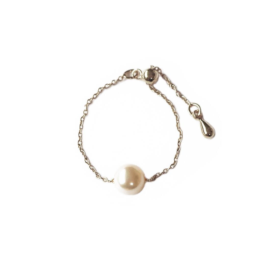 雅緻珍珠造型戒指鏈環-銀