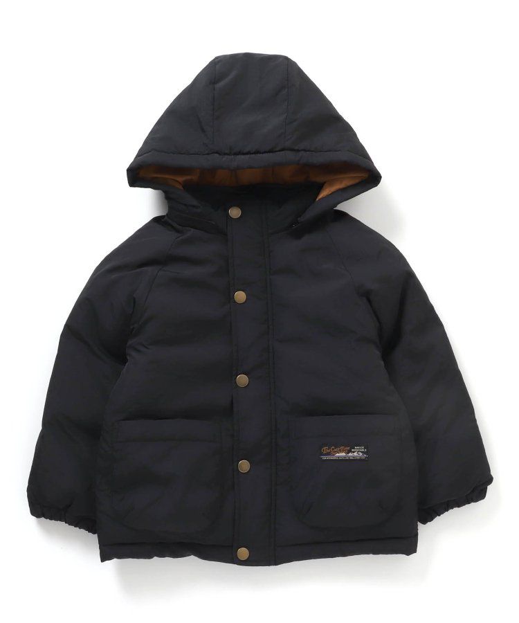 日本 BREEZE - 鋪棉保暖連帽外套-異色拼接-綠x藍